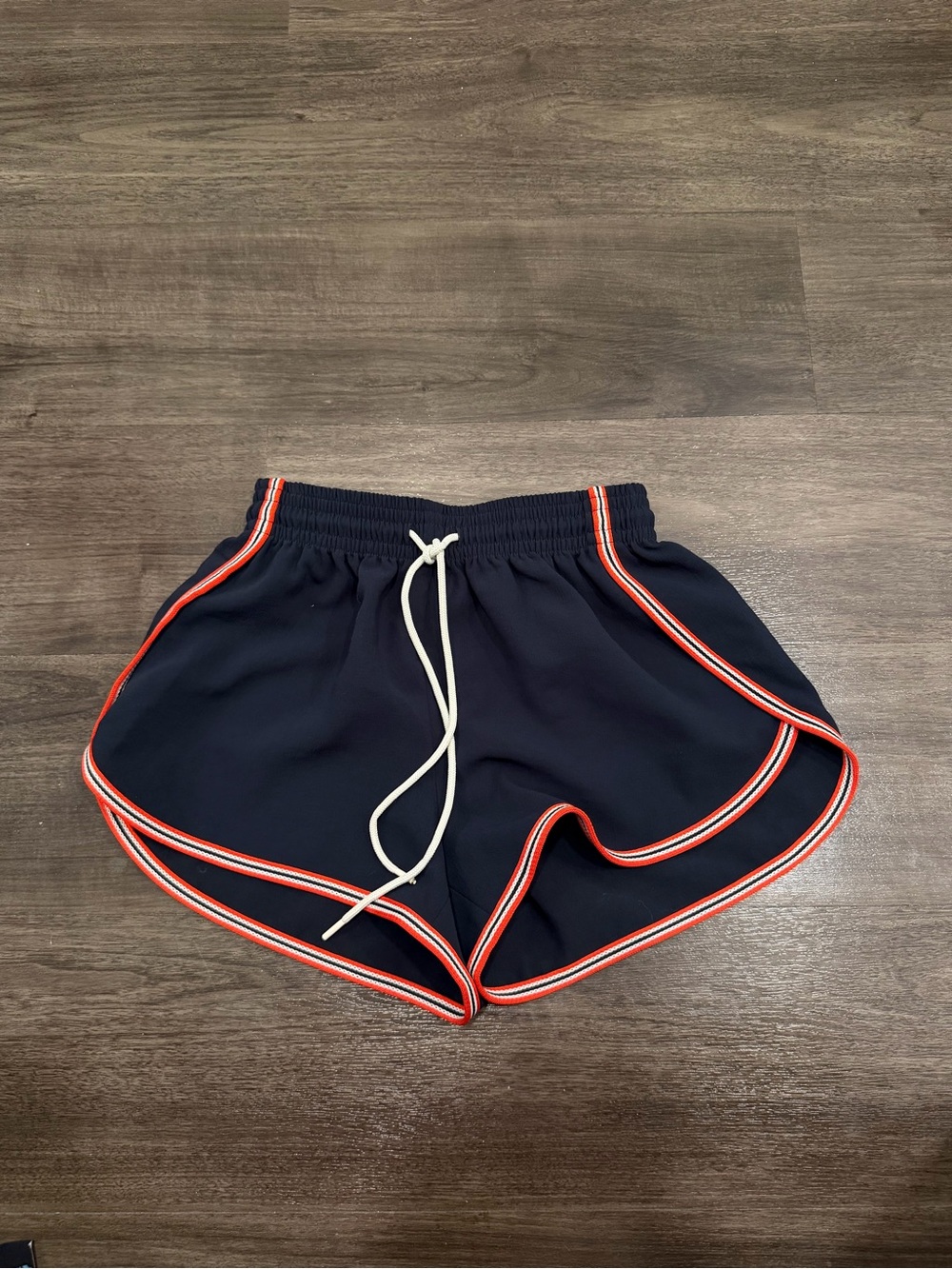 Aritzia Navy Athletic Shorts with Red Trim